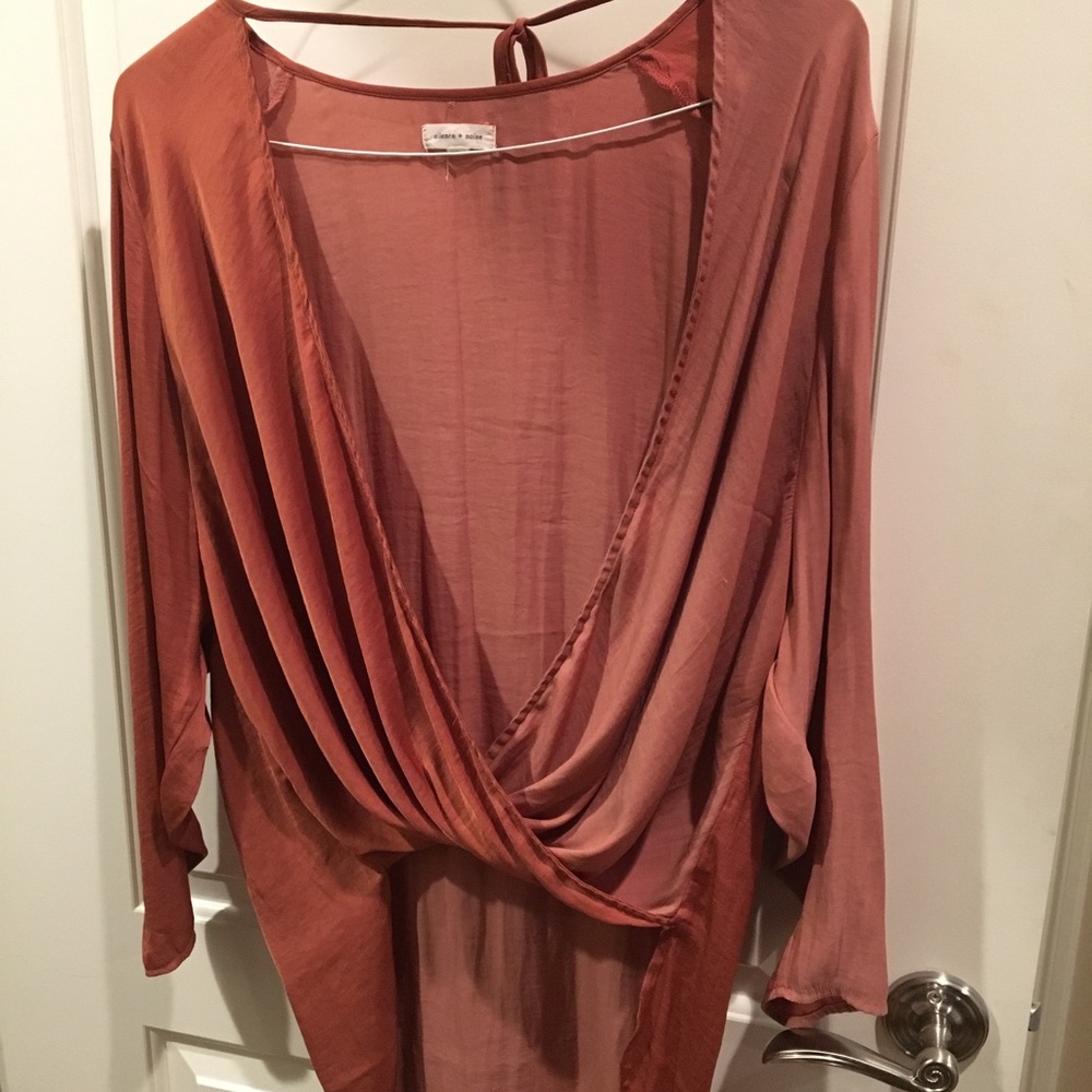 Silence + Noise Silky Tie Blouse S